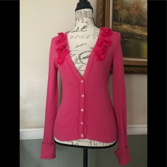 🩷 Hollister Pink Flower Long Sleeve Cardigan M‼️FINAL SALE - Picture 4 of 7